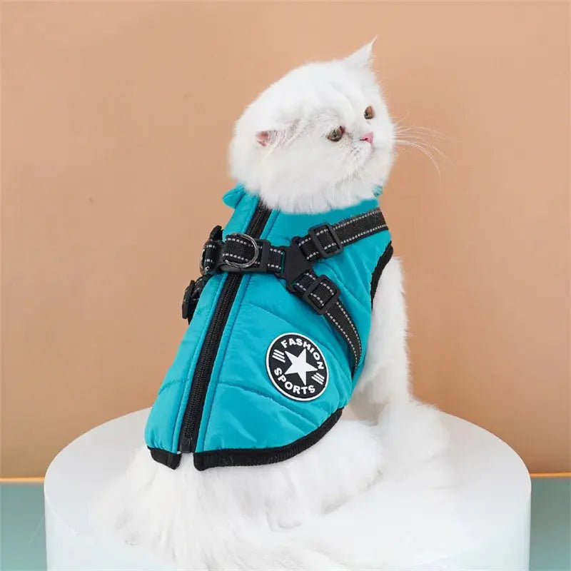 Pet Dog Coat with Harness Winter Cat Waterproof Coat Zipper Dog Jacket with Reflective Harness for Smal Medium Large Dogs - Nova Trendz