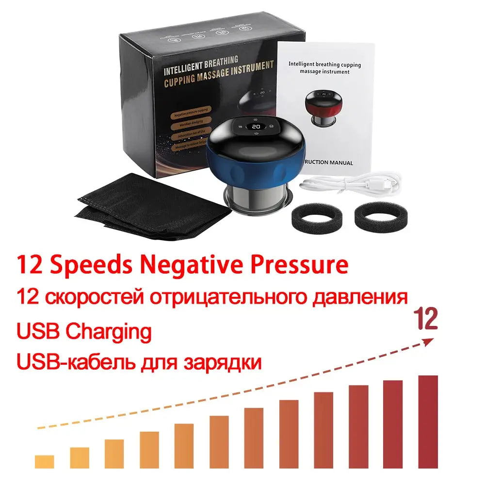 Body Scraping Massage Smart Electric Vacuum Cupping Heating Suction Cup Device Back Neck Arm Massger 6/12 Level Cupping Nova Trendz