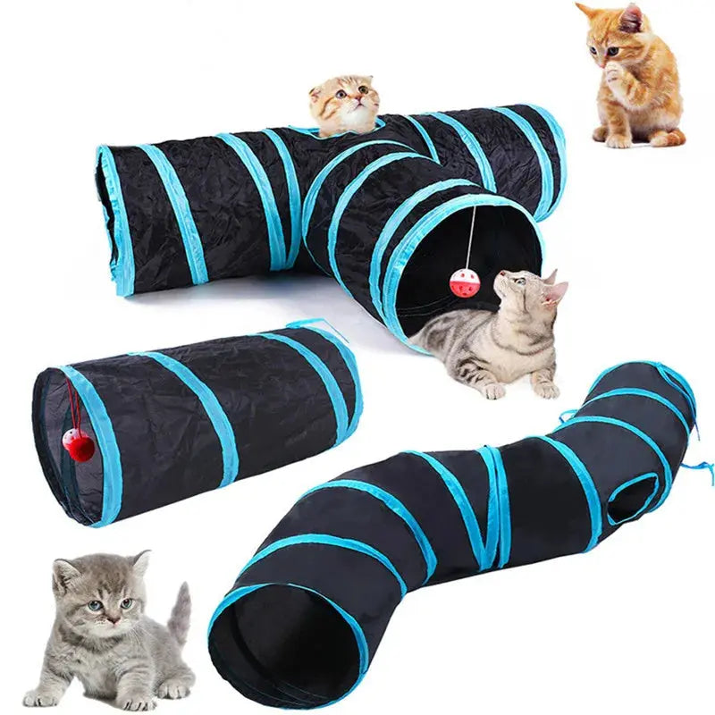 Cat Tunnel Pet Supplies Cat S T Pass Play Tunnel Foldable Cat Tunnel Cat Toy Breathable Drill Barrel for Indoor loud paper - Nova Trendz