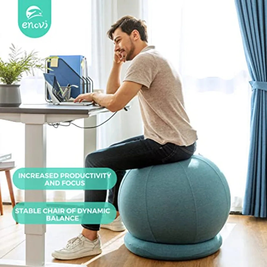 Enovi ProBalance Ball Chair Yoga Ball Chair Exercise Ball Chair with Slipcover and Base for Home Office Desk Birthing Pregnancy Nova Trendz