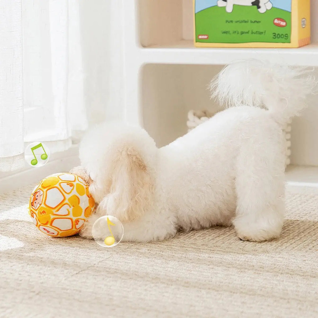 Pet Interactive Bell - ringing Plush Chew Ball for Dogs - with Rope Knot, PP Cotton Filling, Solve Boredom & Teethin - Nova Trendz