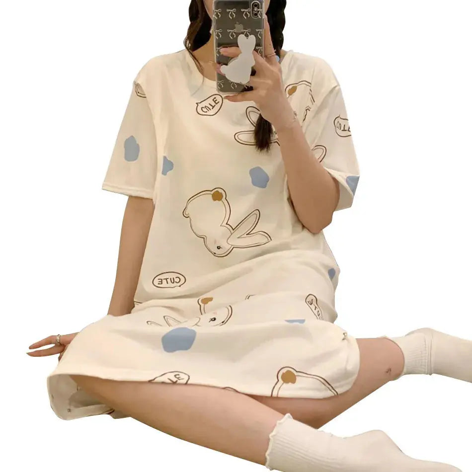 Maternity Clothings Nursing Dresses Breastfeeding Sleepwear Pattern Printing Cheerful and Lively Girl Feeling for Pregnant Women Nova Trendz