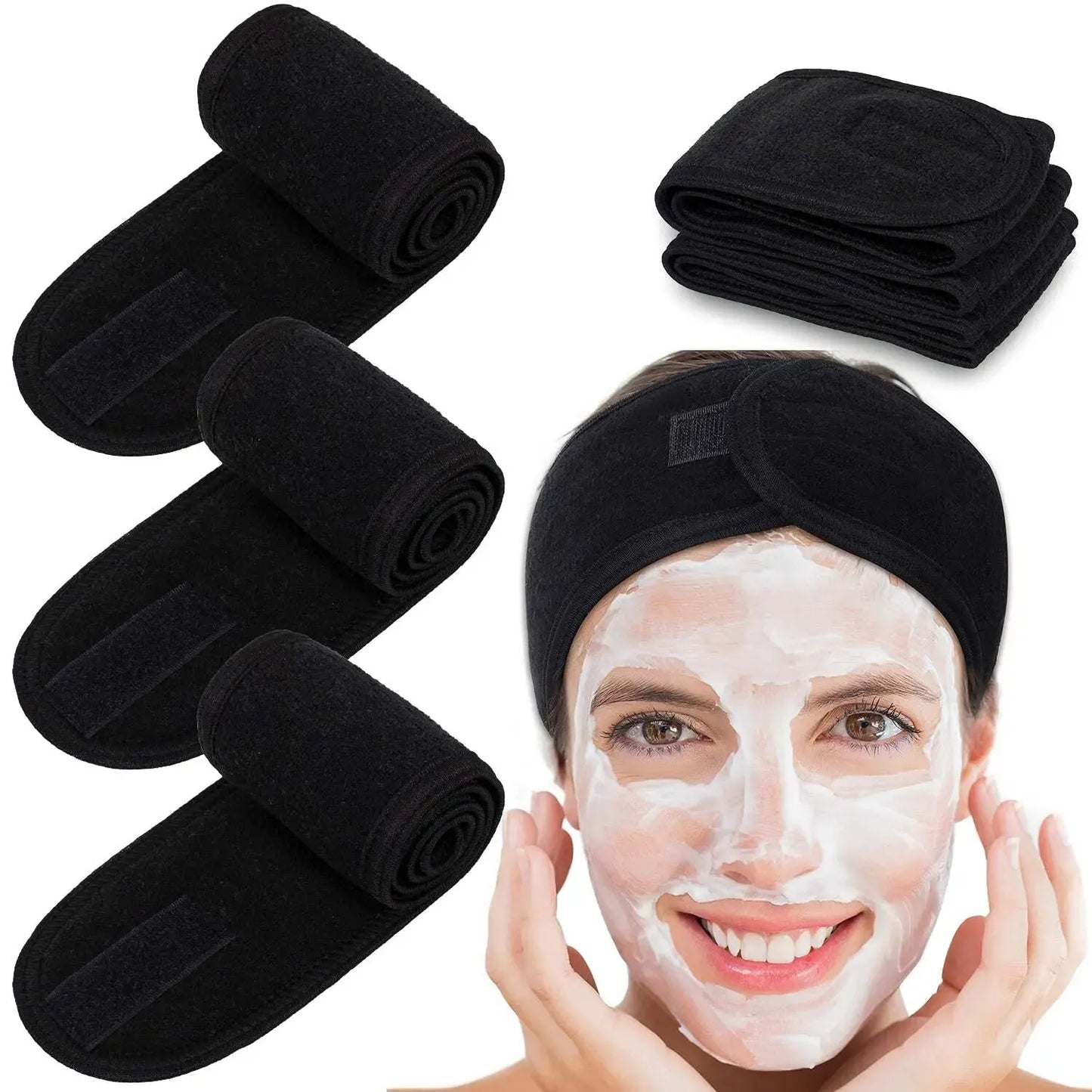 1Pcs Spa Facial Headbands for Women Makeup Yoga Sports Shower Washing Face Soft Comfortable Hair Bands With Magic Tap Adjustable