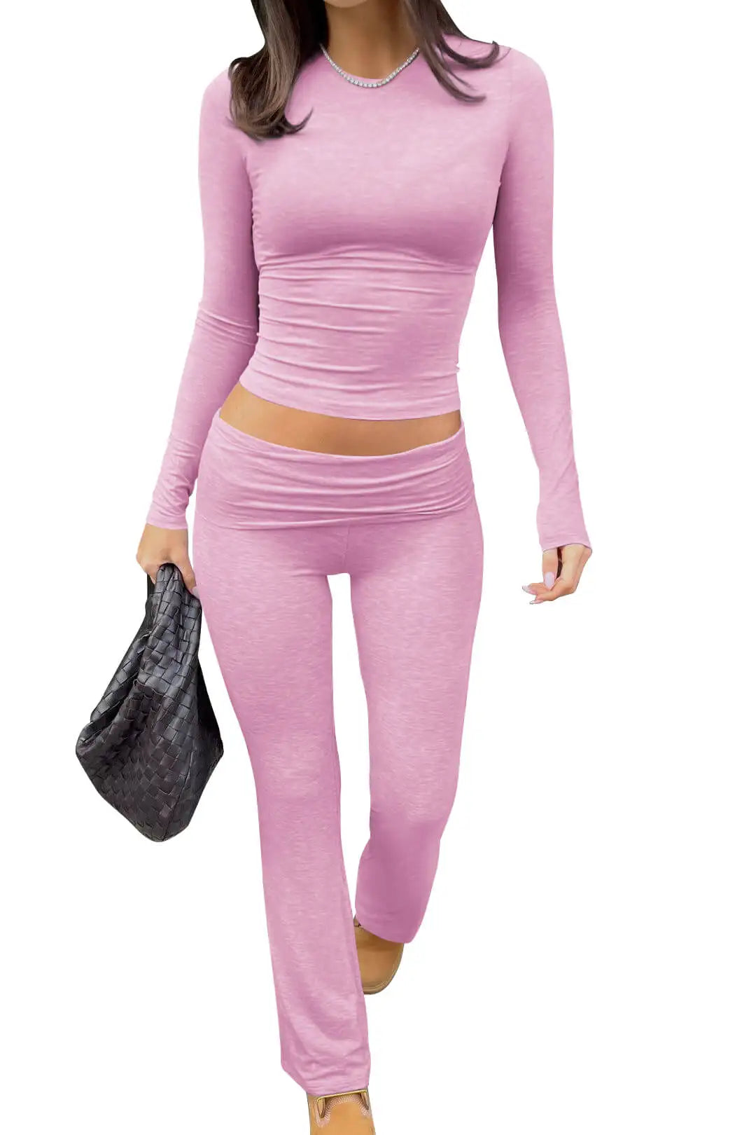 Women's Yoga Two-Piece Set Long-Sleeve Wide-Leg Activewear Set Casual Home Yoga Set Coordinated Set Nova Trendz