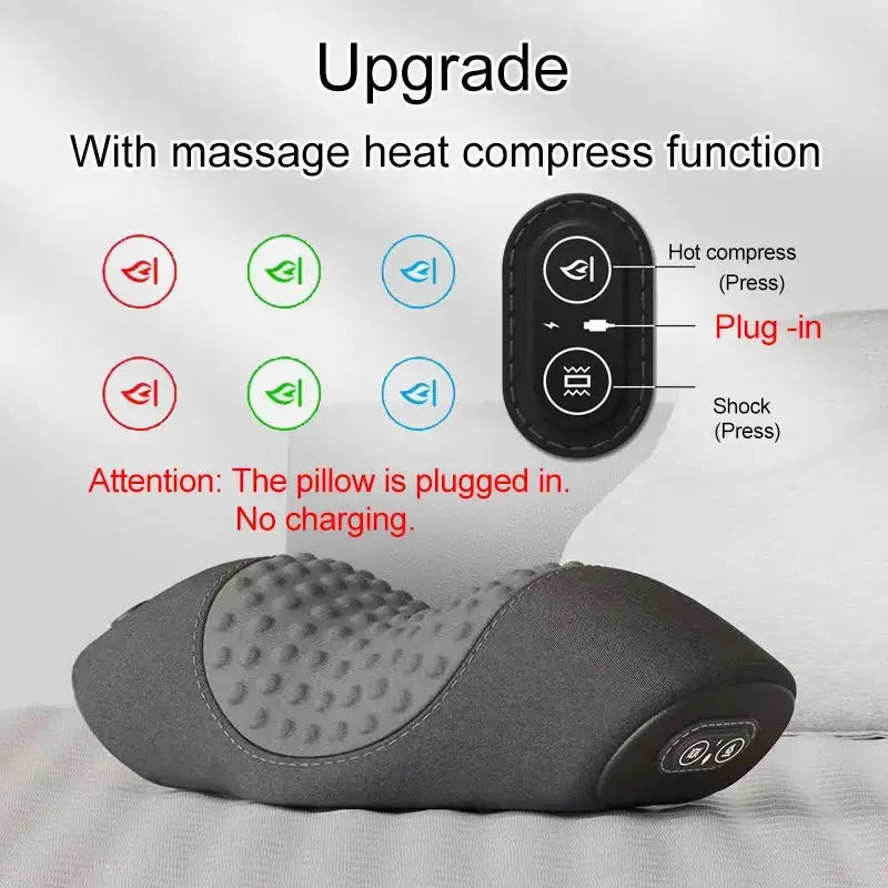 Electric Neck Massager Pillow Vibration Heating Massage Neck Traction Stretcher Support Cervical Spine Pain Relief Sleep Relax Nova Trendz