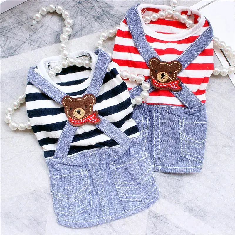 Cute Pets Clothes For Yorkshire Terrier Dogs Little Puppies Small Animals Breeds Striped Summer Wedding Princess Cats Dresses - Nova Trendz