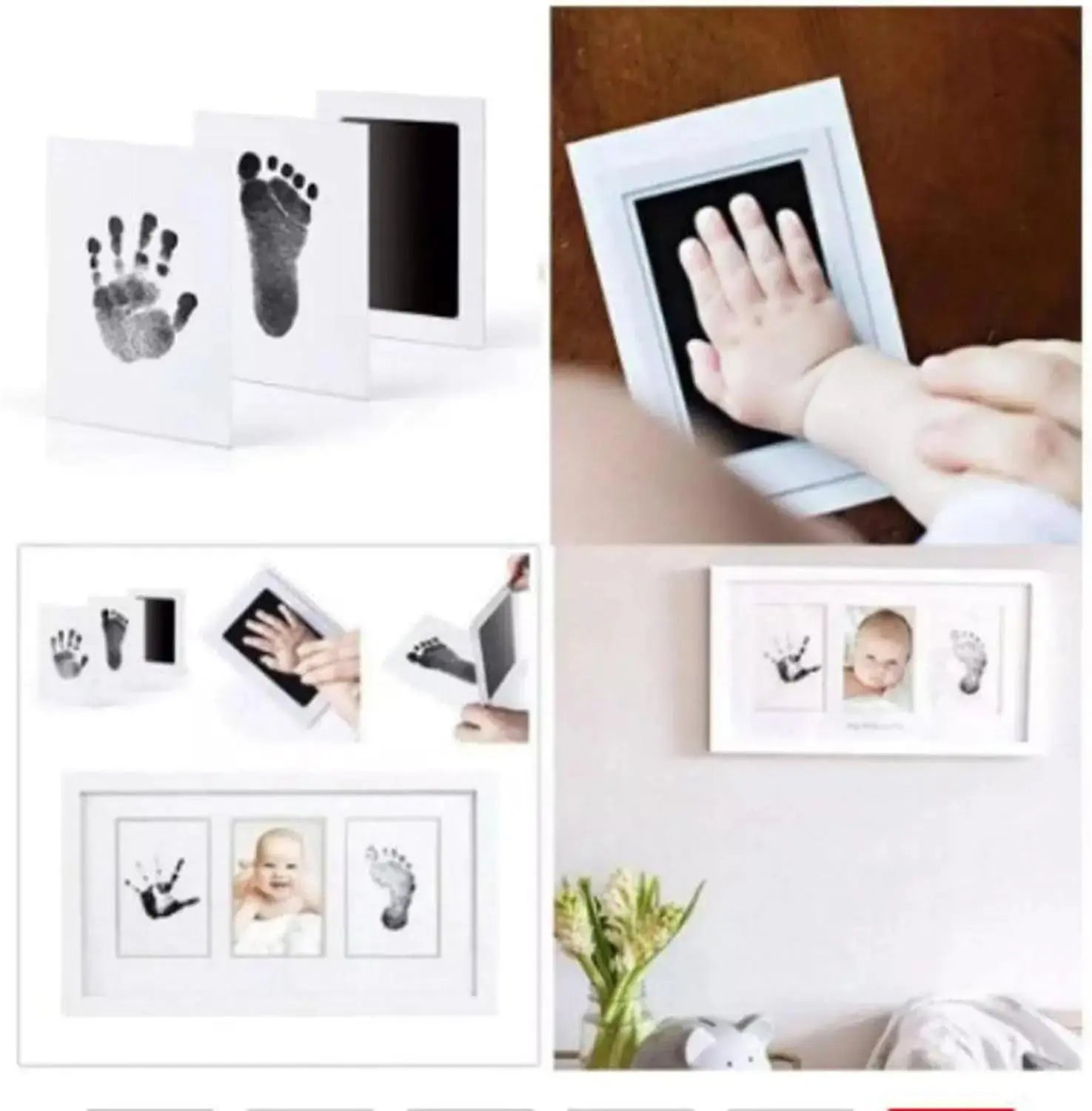 Newborn Baby DIY Handprint Footprint Kit Ink Pads Photo Frame Handprint Toddlers Souvenir And Pet Cat Dog Paw Prints Nova Trendz
