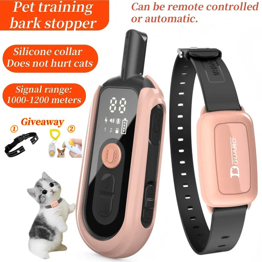 YHLC 1100m Cat Shock Collar,Cat Training Collar with Remote,Cat Stop Meowing Collar, Remote Control/Automatic Anti-Meow for Cats