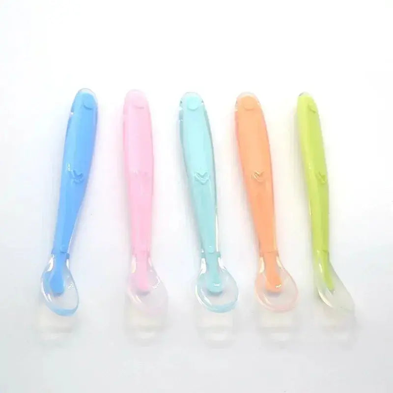 Baby Soft Safety Spoon Bowl Container Silicone Spoons Tableware for Child Infant Solid Feeding Flatware Toddler Care Feeder Nova Trendz