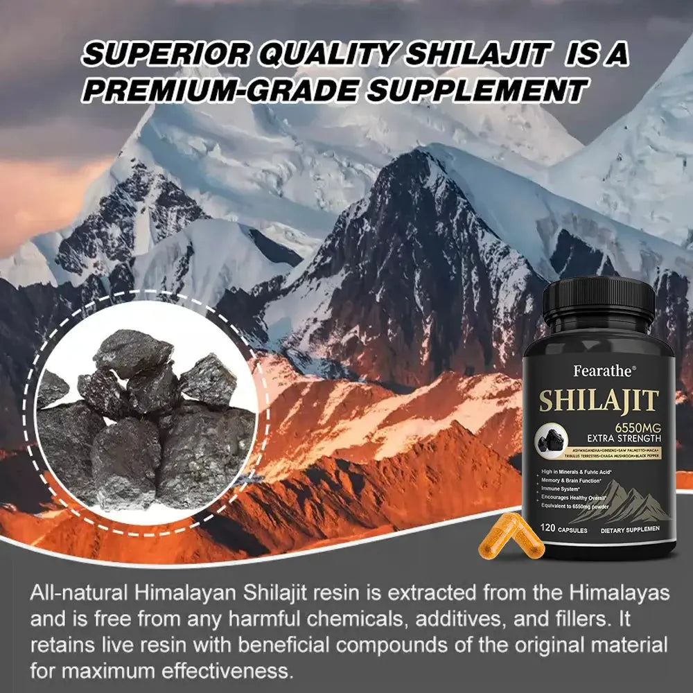 6550MG Natural Shilajit Fulvic Acid Mineral Supplement for Immune Health, Metabolism, Brain Function and Overall Physical Health Nova Trendz