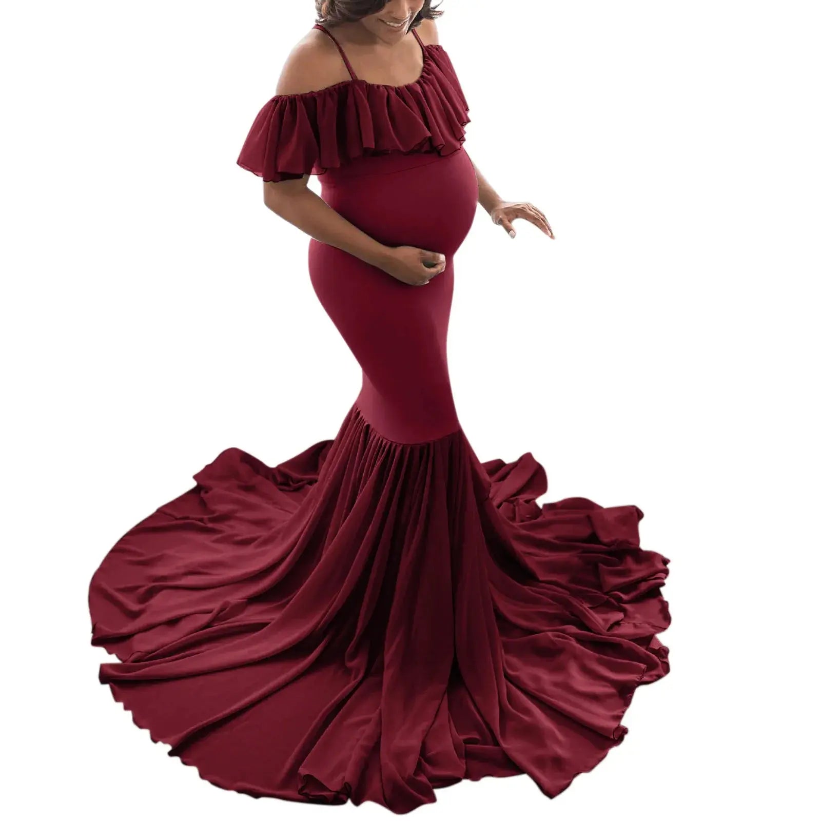 Maternity Dresses For Photo Shoot Pregnant Dress Lace Props Short Sleeve Solid Aline Dress Ropa De Maternidad Embarazo Juvenil Nova Trendz