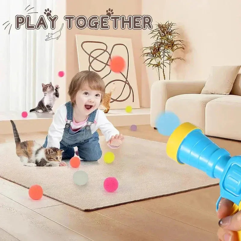 Cat Toys Interactive Launch Training Toy For Pet Kitten Creative Mini Shooting Gun Games Stretch Plush Ball Toys Pet Supplies - Nova Trendz