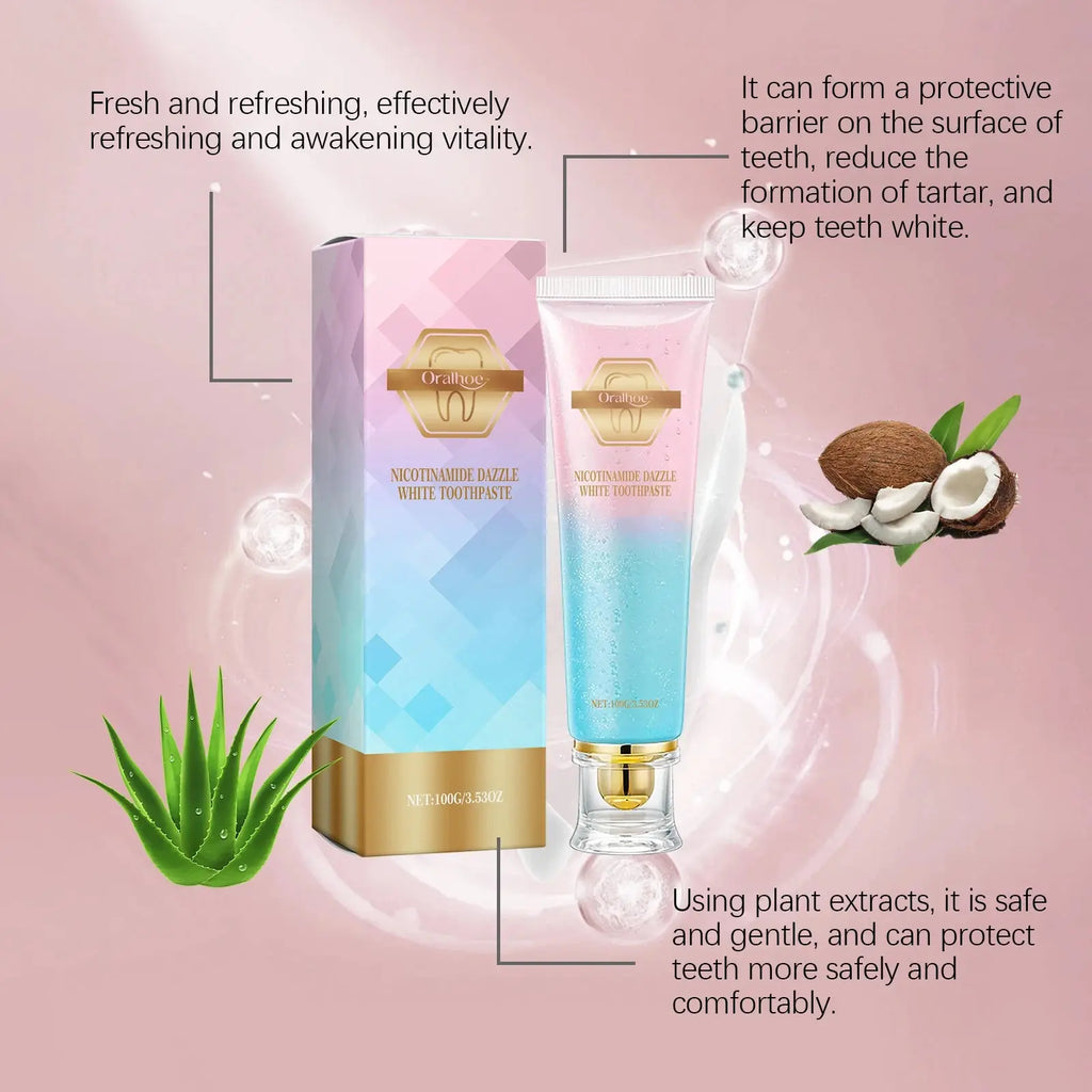 Niacinamide Whitening Toothpaste Dental Stains Removing Prevent Bad Breath Oral Cleaning Refreshing Reduces Plaque Toothpaste - Nova Trendz