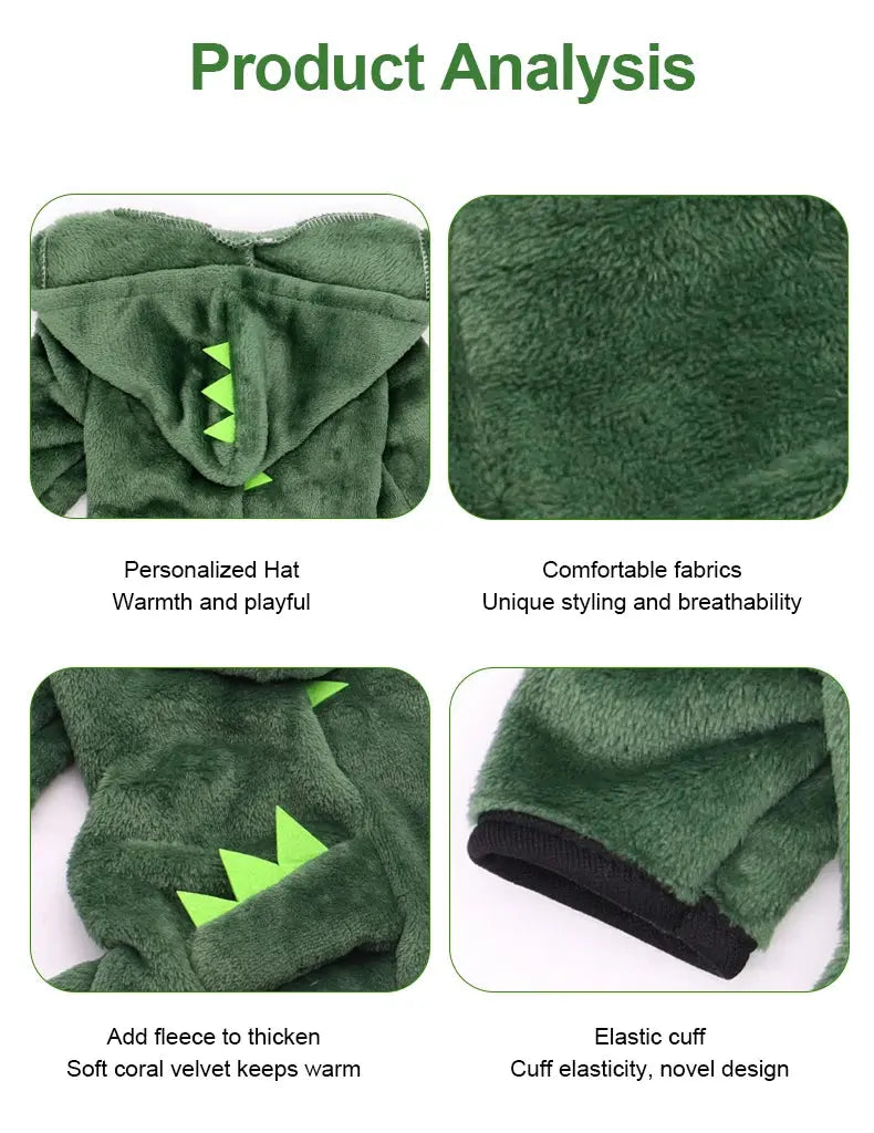 Pet Cat Dog Halloween Dog Clothes for Small Dogs Funny Dinosaur Cosplay Costume Winter Warm Cat Coat Fleece Hoodies Sweater Nova Trendz