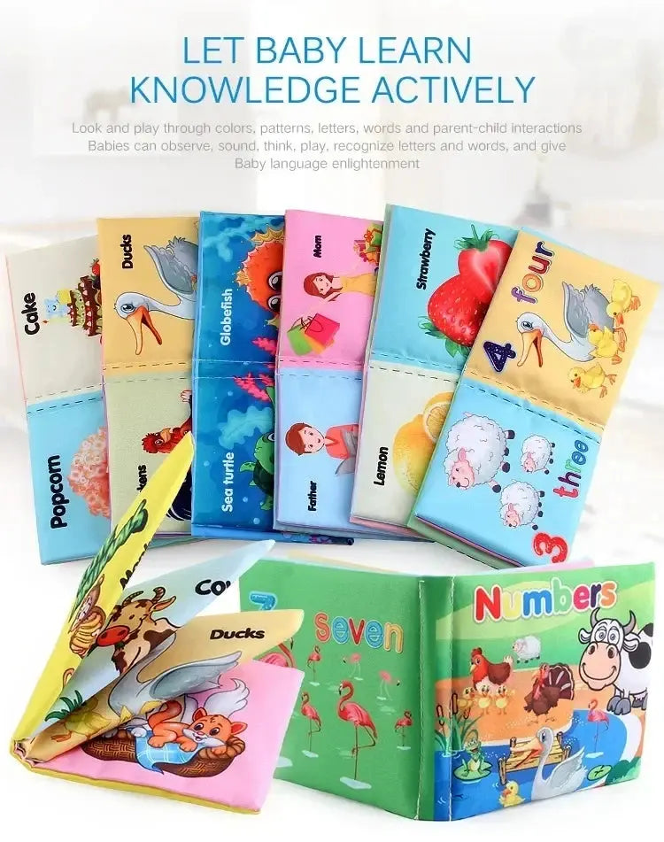 Baby Cloth Books Enlightenment Early Educational Toys Kids Fruits Animal Numbers Food Cognitive Book for Toddlers 12-72 Month Nova Trendz