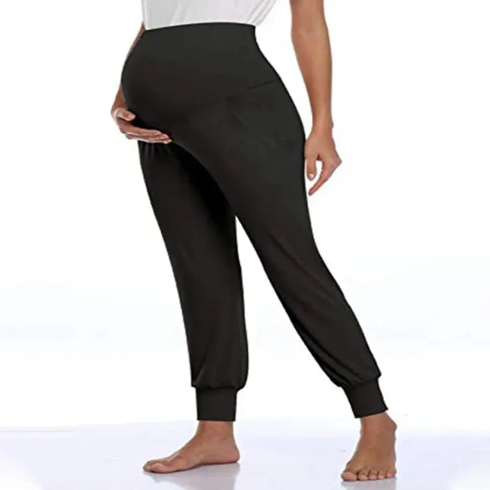 Spring Maternity Women's Casual Pants Premama Solid High Waist Strechy Lounge Trousers For Pregnant Women Joggers With Pockets Nova Trendz