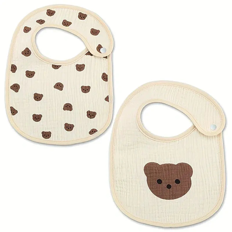 2pcs Newborn Baby Cotton Gauze Bibs Waterproof Infant Boys Girls Burp Cloths Printing Scarf Toddler Saliva Towel Feeding Stuff Nova Trendz