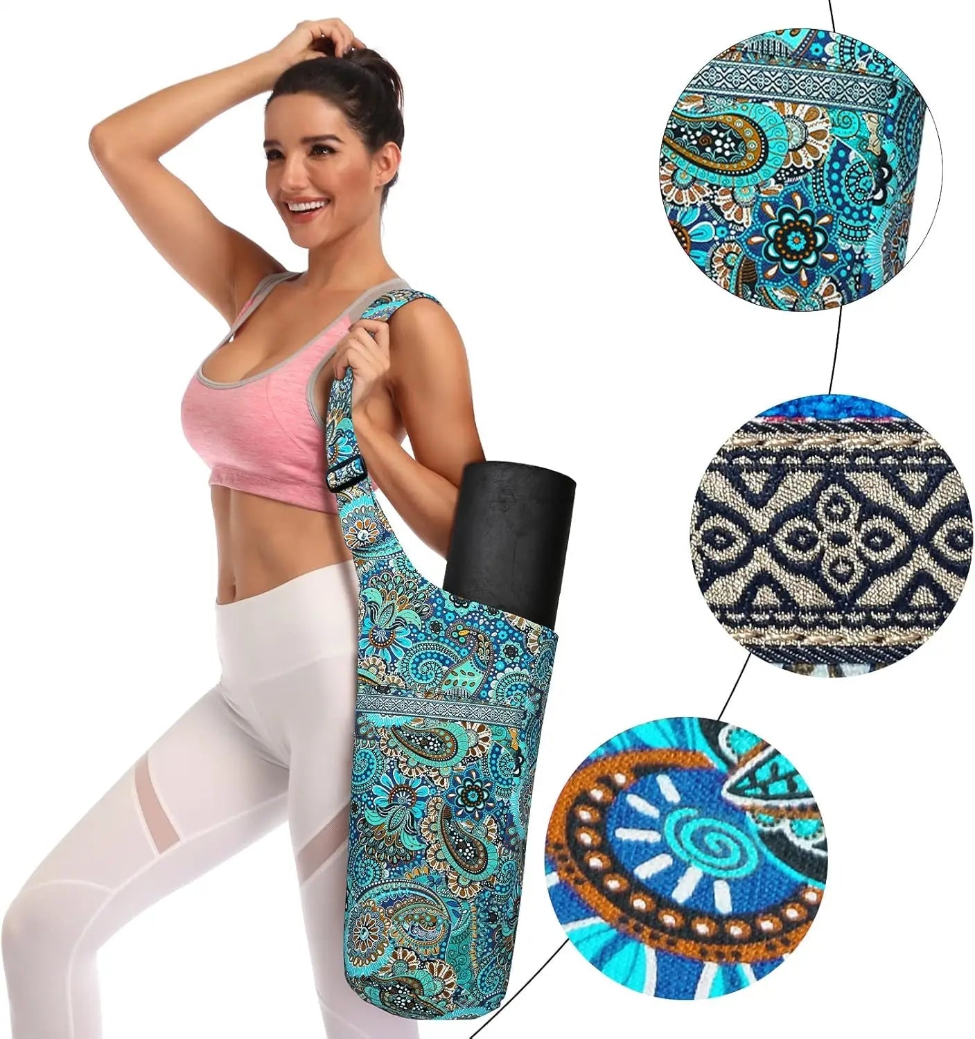 Yoga Mat Bag for Women with Large and Zipper Pockets, Carrier Fits Most Mats and Accessories, Ideal Gift Nova Trendz