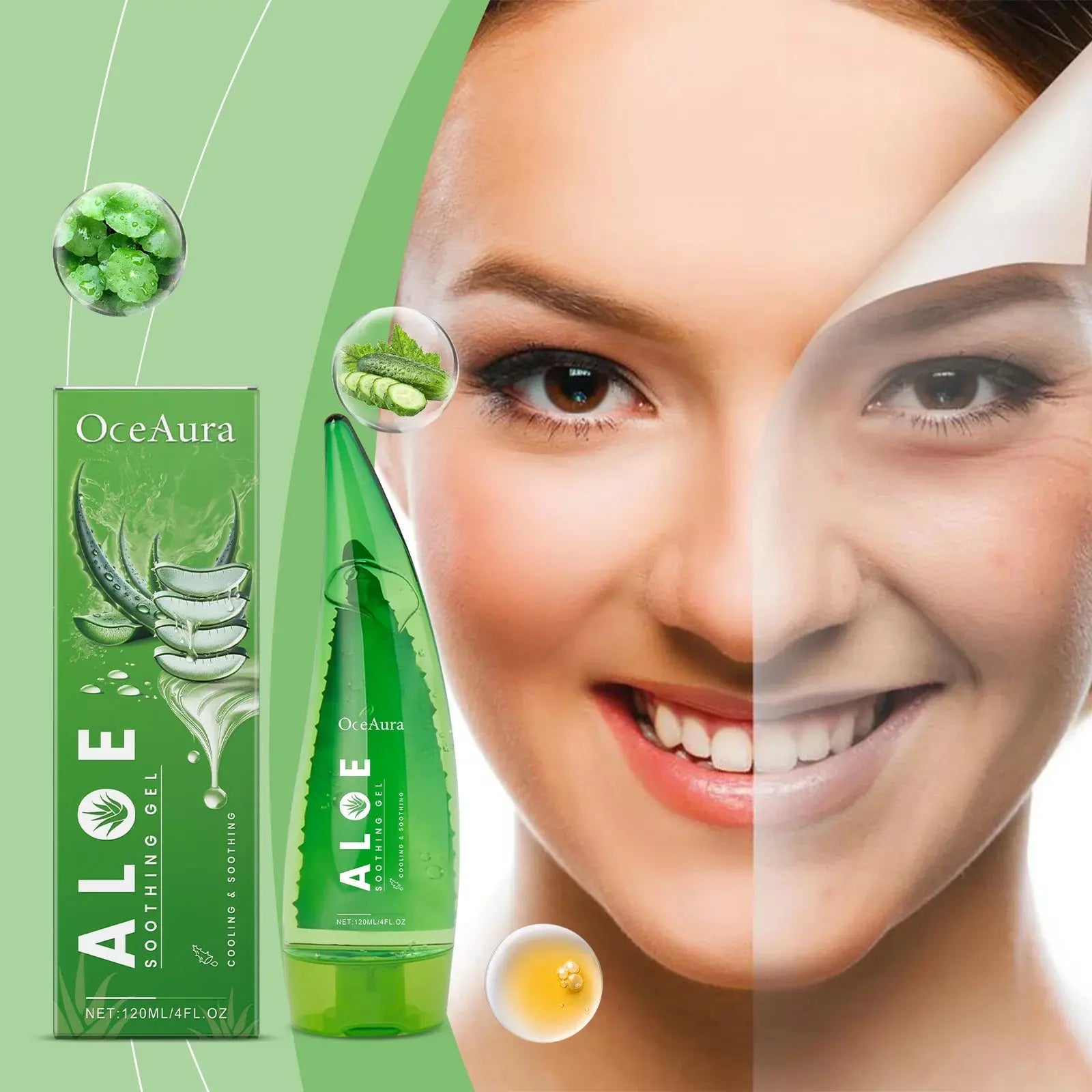 120ml Natural Organic Aloe Vera Gel Skin Lightening Moisturizing Tone Acne-removing Aloe Vera Gel After-sun Moisturizing Cream Nova Trendz