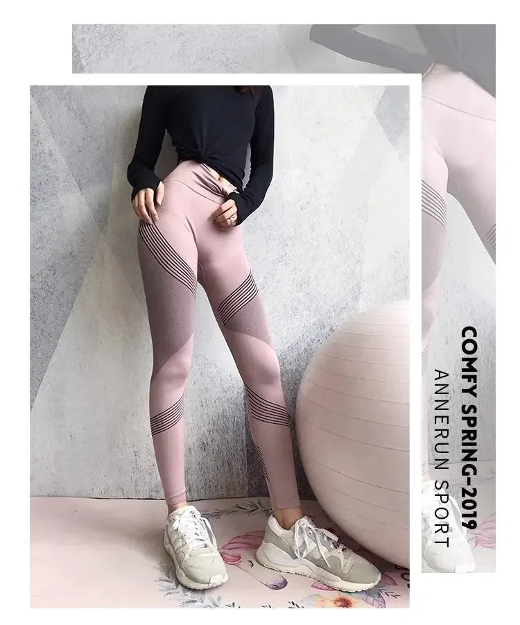 Fitness Pants Women Stretch Tight Peach Buttock Lifting Yoga Pants High Waist Belly Holding Quick Dry Running Sweat?pants Fitnes Nova Trendz