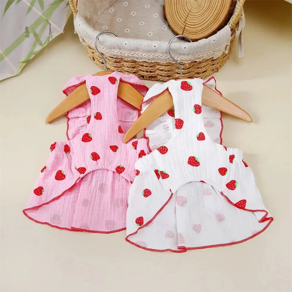 Strawberry Pattern Summer Dress for Dog Pet Clothing Dog Suspender Skirt Cats Puppy Cute Dog Costume Supplies - Nova Trendz