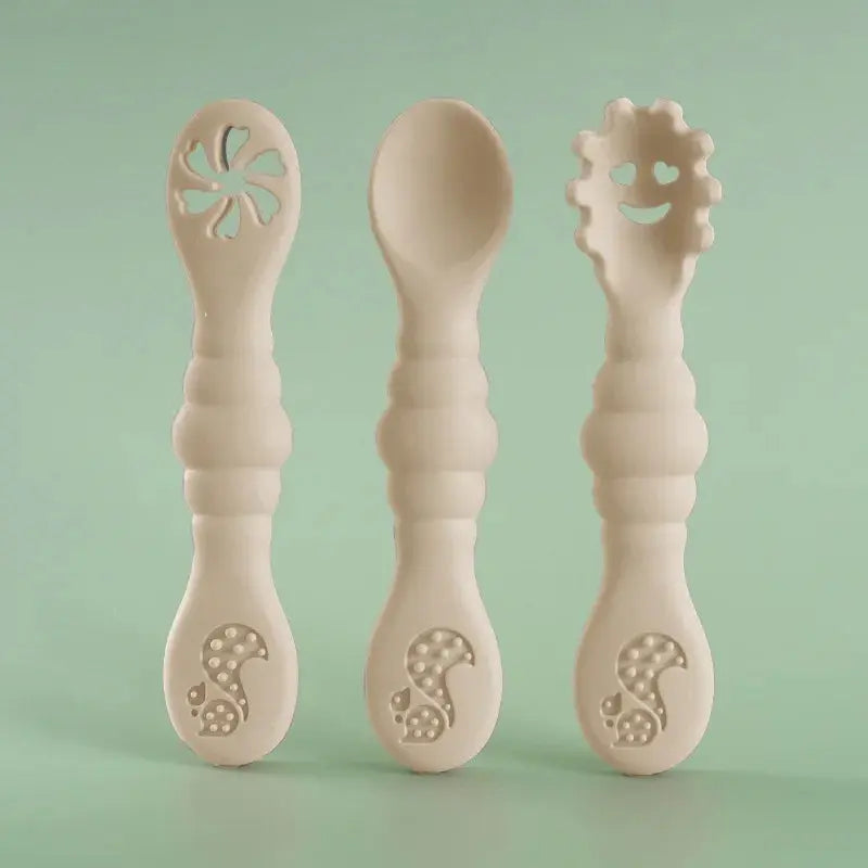 3PCS Cute Baby Learning Spoons Utensils Set Newborn Feeding Spoon Set Toddler Scoop Weaning Cutlery Children‘s Tablewar Nova Trendz