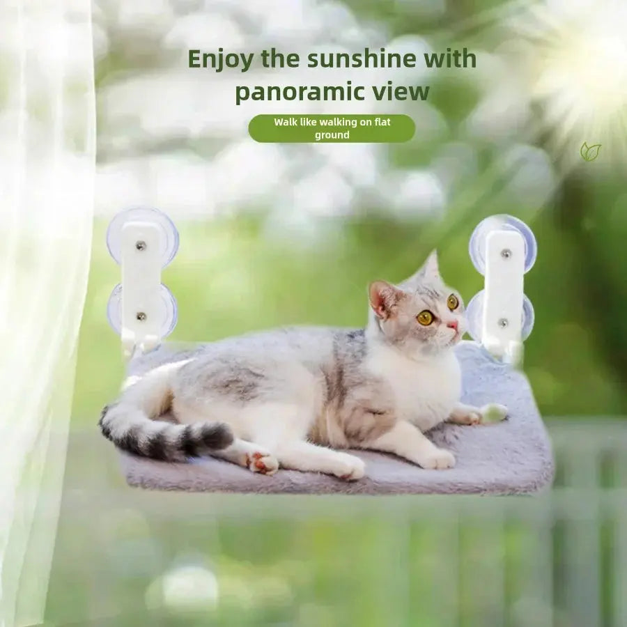 Assembly free folding cat hammock plush mesh cat window wall jumping platform double suction cup cat hammock - Nova Trendz