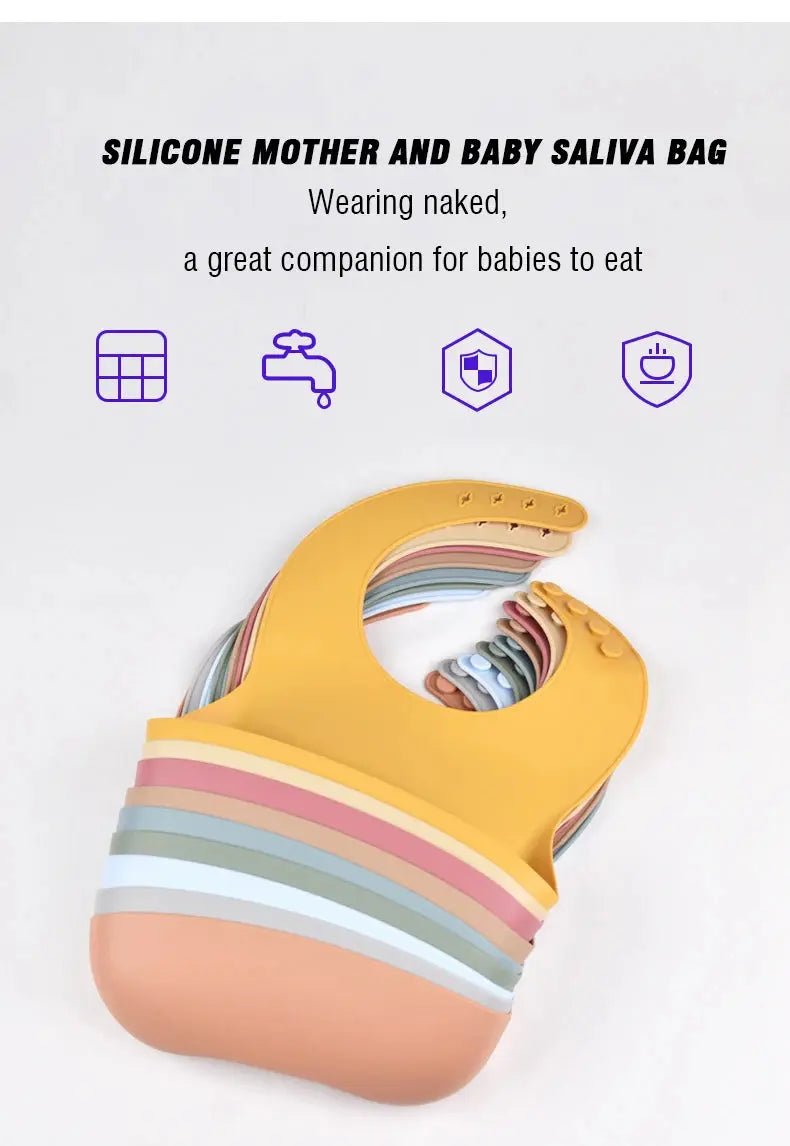 Baby Silicone Tray Bib Waterproof Soft 4-speed Adjustable Bibs Newborn Eating Food Isolate Dirt Feeding Saliva Pocke Kids Stuff Nova Trendz