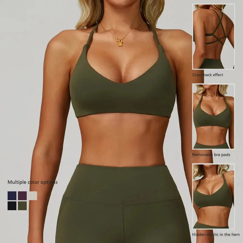 Hearuisavy Breathable Sports Bra Women Quick Drying ShockProof Gym Workout Top Casual Yoga Clothing Push Up Running Fitness Bras - Nova Trendz