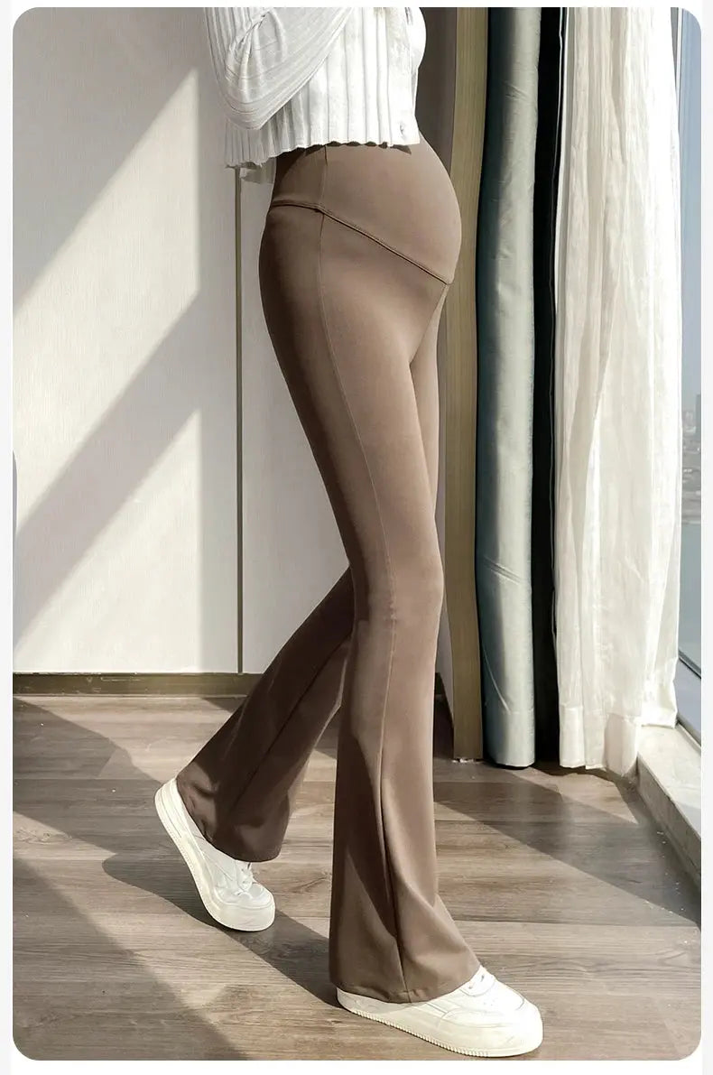 Maternity Leggings for Pregnant Women Yoga Flared High-waisted Trousers Pregnancy Clothes Maternity Yoga Flared Pants Nova Trendz