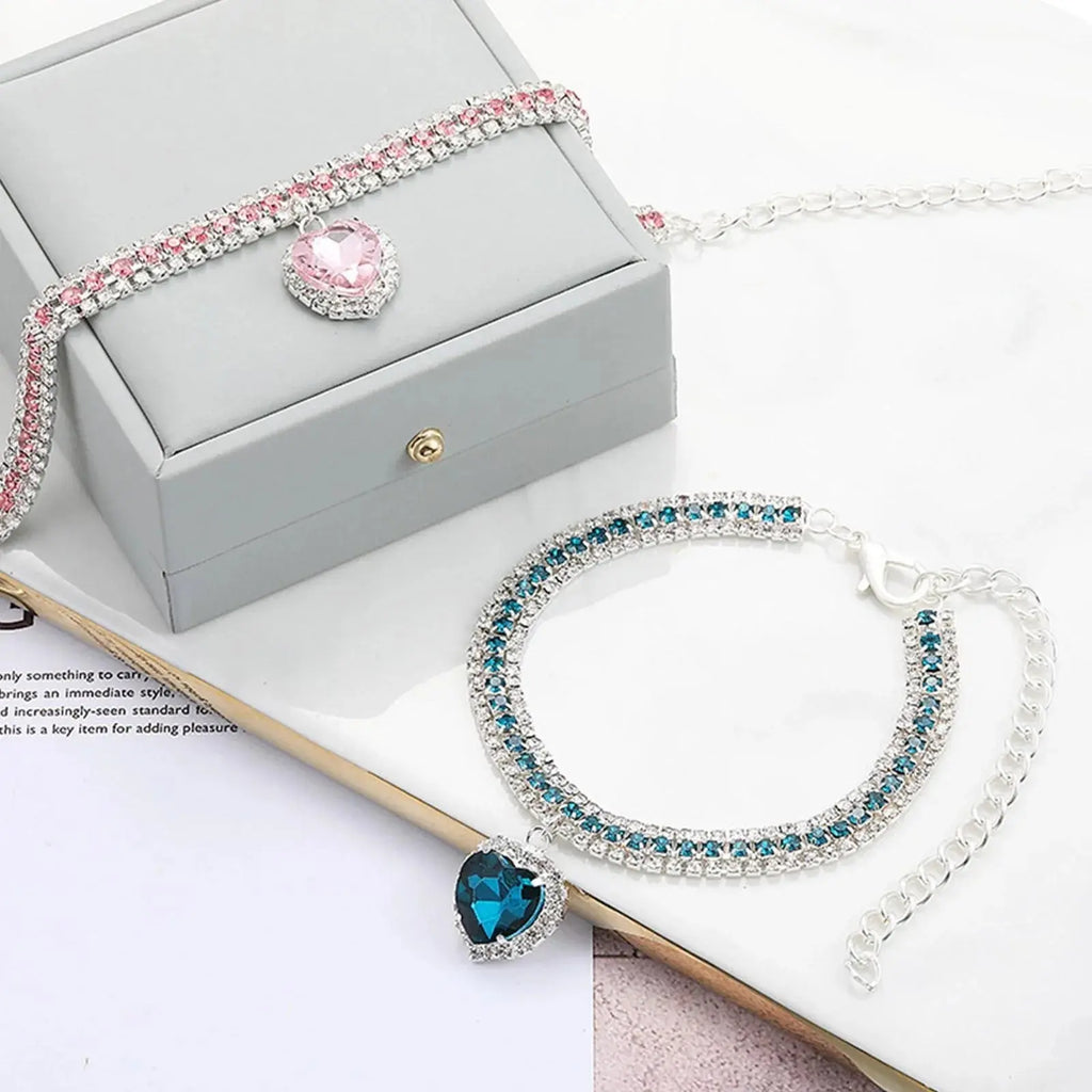 Dog Cat Rhinestone Diamante Collar Necklace Puppy Crystal Bling Pet Accessories For Puppy Kitten Crystal Pendant Diamond Collars Nova Trendz