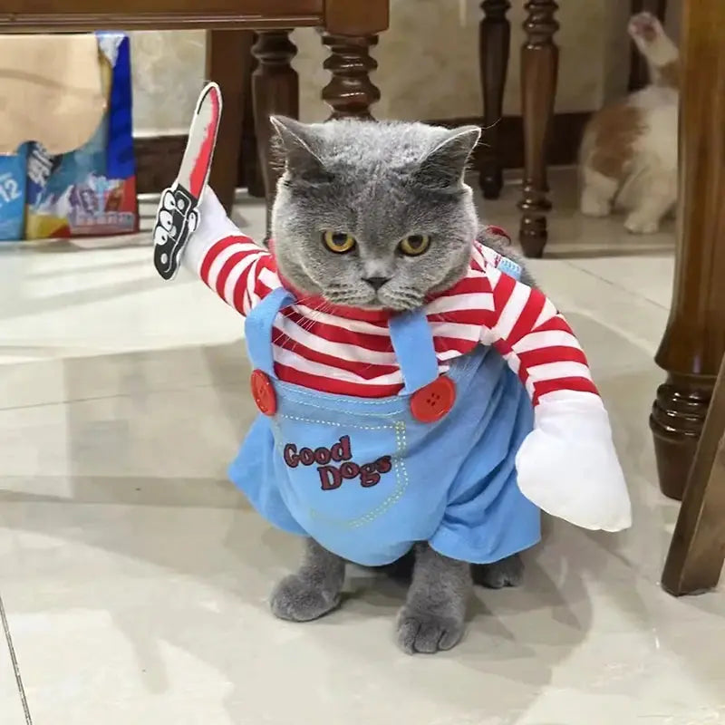 Funny Cat Clothes Halloween Cosplay Costumes For Small Medium Dog Cats Creative Pet Party Kitten Jumpsuits Soft Warm Cat Coat - Nova Trendz