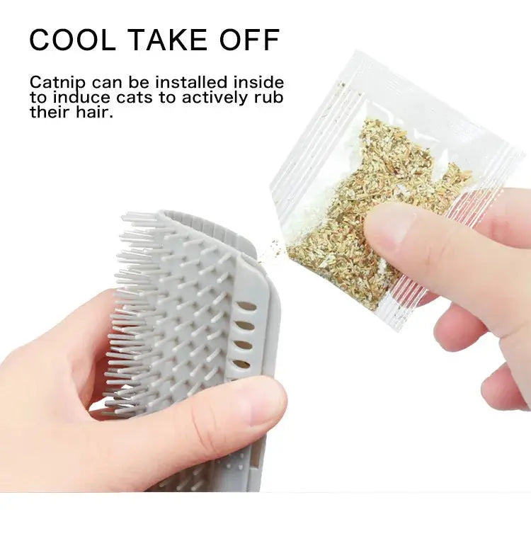 Cat Brush Comb Cat Toy with Catnip Cat Wall Brush Corner Cat Scratcher Massage Self Groomer Comb Pet Brush Corner cat scrubber - Nova Trendz