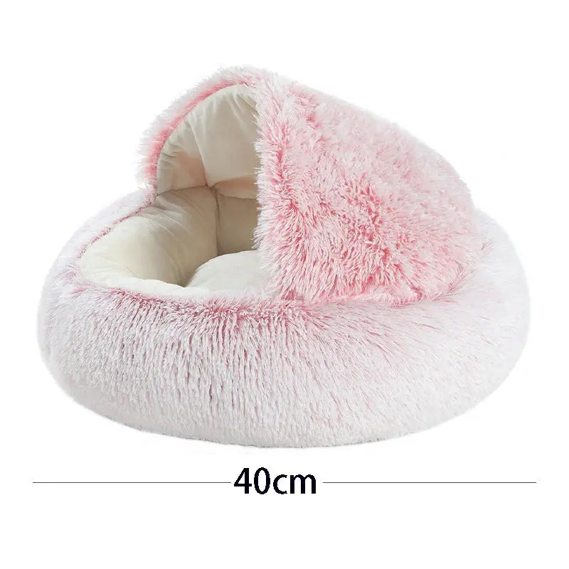Soft Plush Pet Bed with Cover Round Cat Bed Pet Mattress Warm   Cat Dog  Sleeping Nest Cave for Small Dogs kitten - Nova Trendz