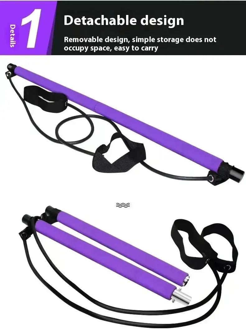 Pilates stick multi functional fitness stick Yoga Pilates gym equipment elasticity exercise training hip pulling rope workout Nova Trendz