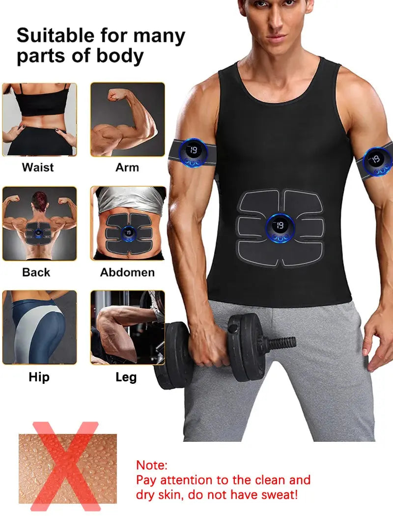 Electrical Muscel Stimulator Massager Abdomen Buttocks Arm Leg Neck Hips Trainer Muscle Toner Fitness Training Workout Equipment Nova Trendz