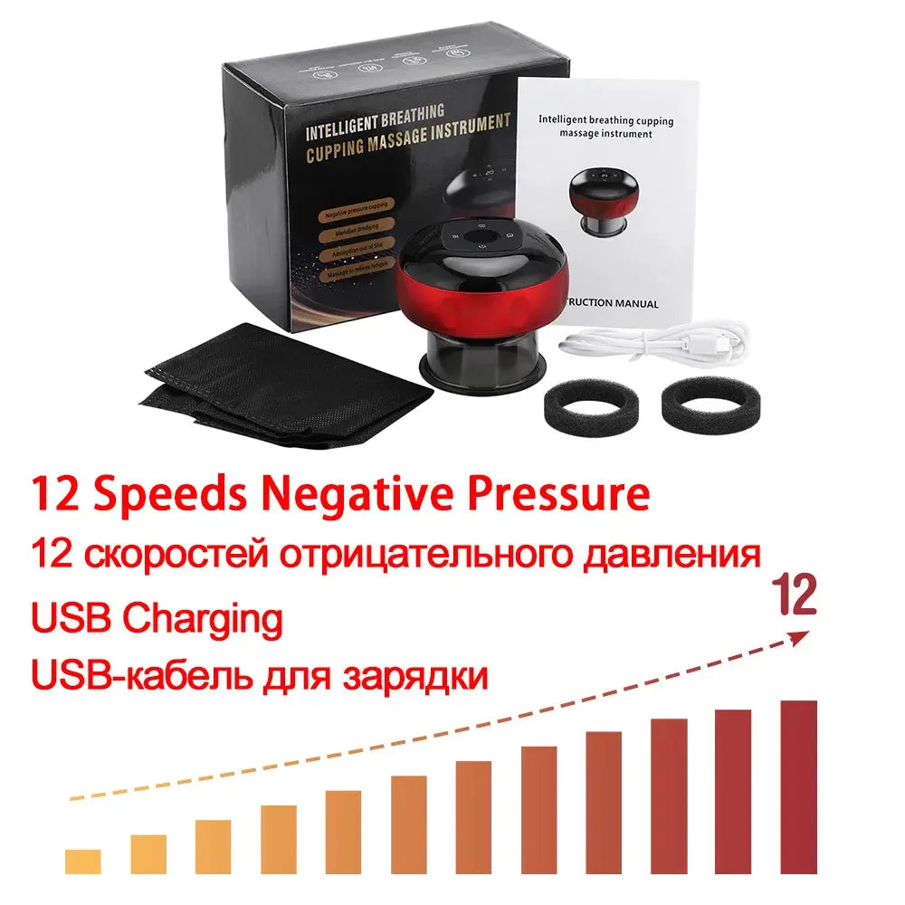Body Scraping Massage Smart Electric Vacuum Cupping Heating Suction Cup Device Back Neck Arm Massger 6/12 Level Cupping Nova Trendz
