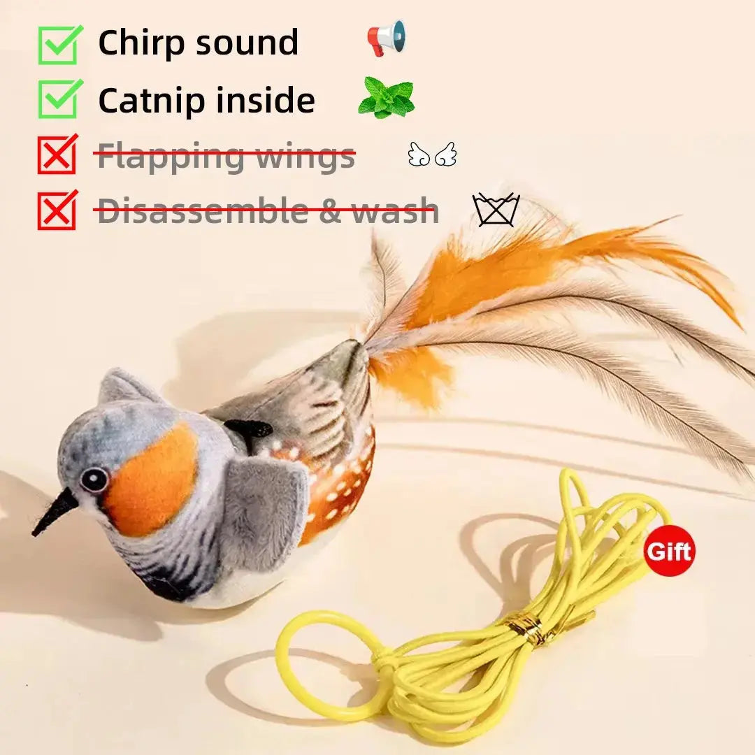 Interactive Cat Toys Rechargeable Electric Flapping Wings Bird Cat Toy Sound Chirping Bird Catnip Touch Activated Plush Toy Nova Trendz