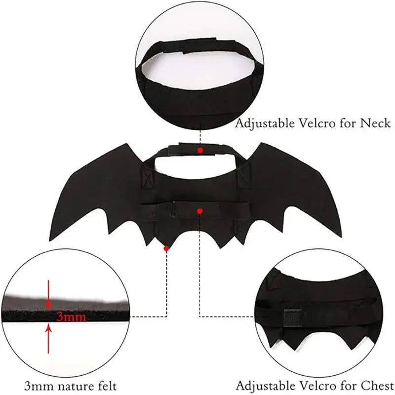 Dog Cat Bat Wings for Halloween Party Decoration, Pet Collar Leads Cosplay Bat Costume,Cute Puppy Cat Dress Up Accessories - Nova Trendz