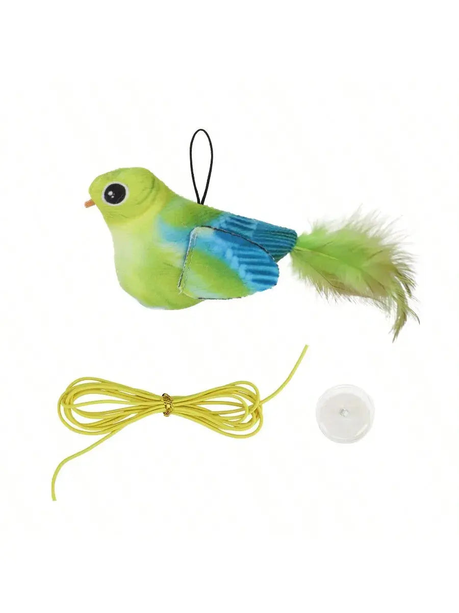Random color Queaky Feathered Bird Cat Toy - Interactive Play and Chirp for Kittens, No Battery Needed, Ideal for Medium Breeds Nova Trendz