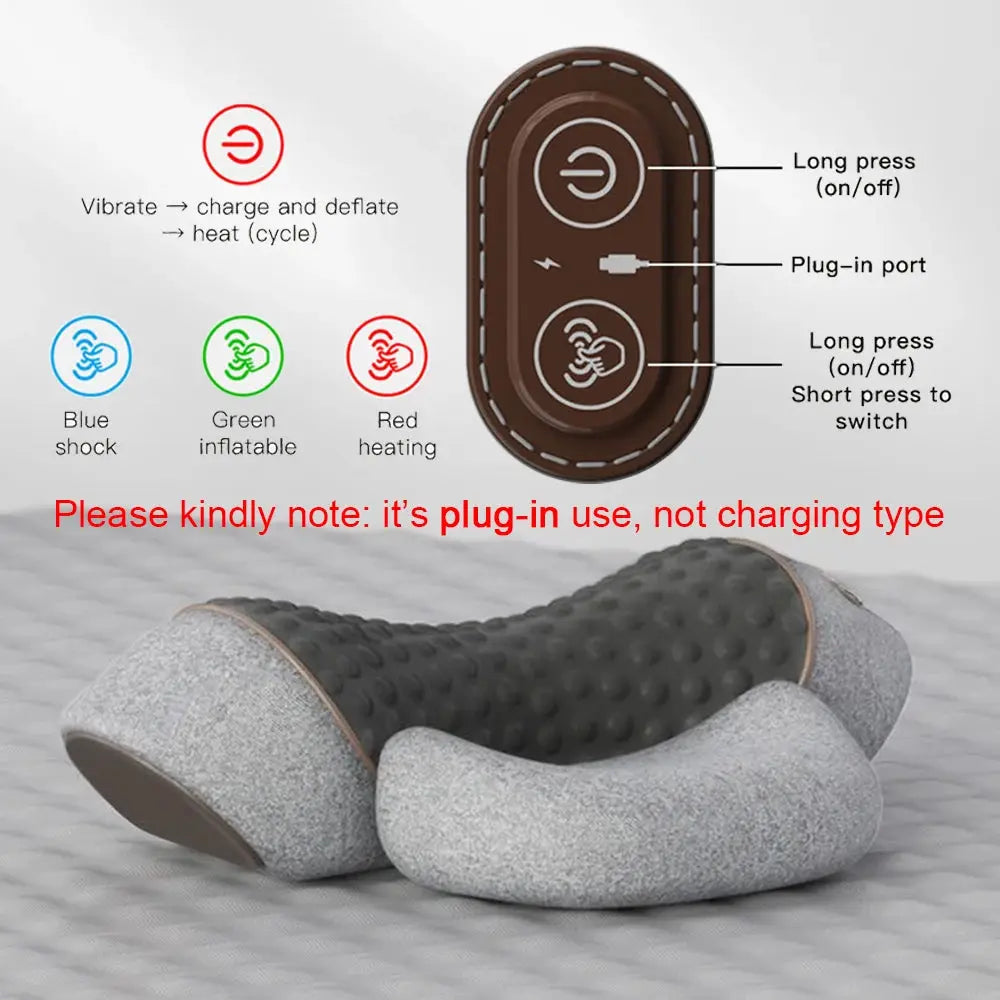 Electric Neck Massager Pillow Vibration Heating Massage Neck Traction Stretcher Support Cervical Spine Pain Relief Sleep Relax Nova Trendz