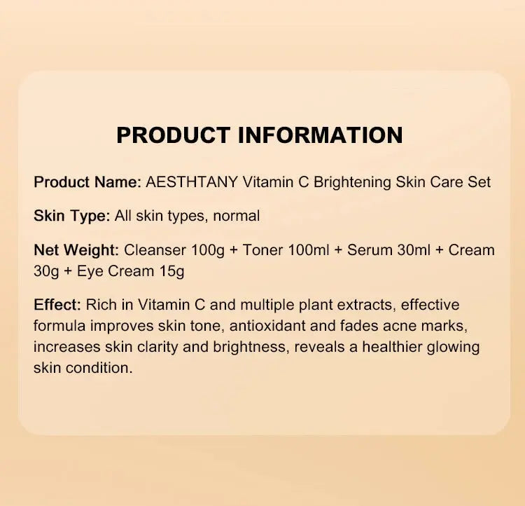 Natural Vitamin C Skin Care Set Moisturizing Hyaluronic Acid Skin Care Kit 5PCS Women Beauty Set Nova Trendz