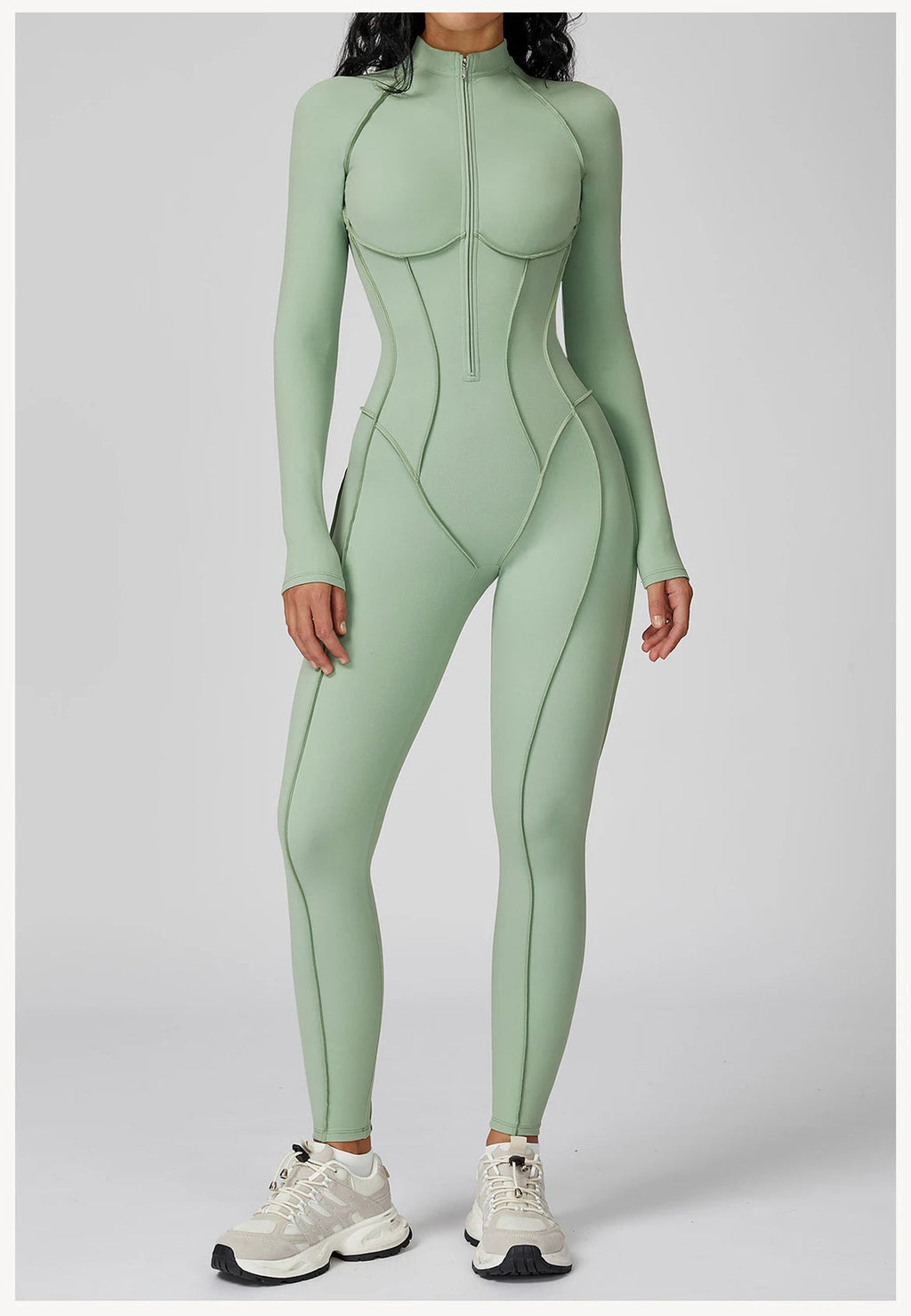 Yoga Bodysuit Long Sleeved Women's Tracksuits Gym Zipper Jumpsuits Sports Workout High-intensity Fitness One-piece Tights Suit Nova Trendz