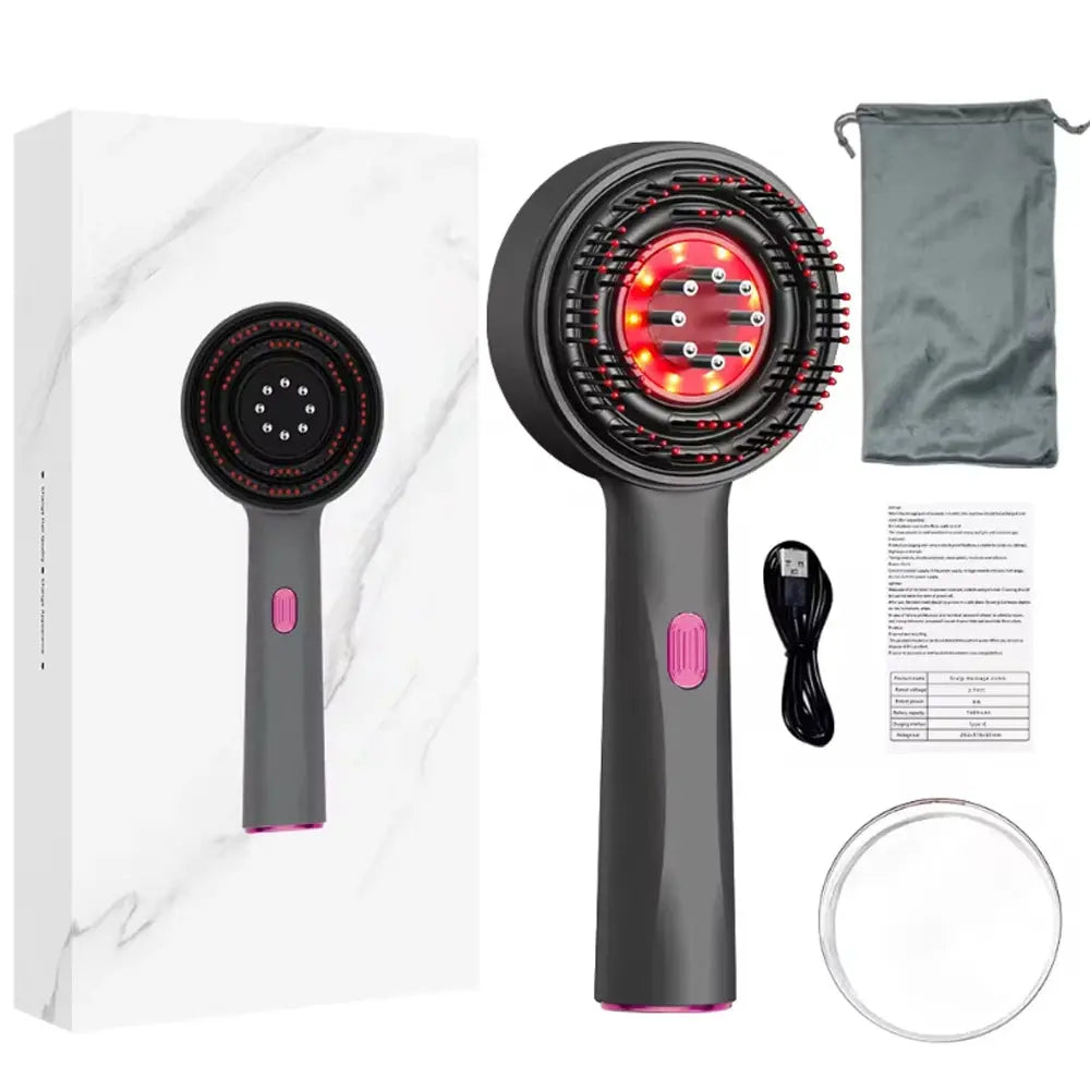 3 Modes Electric Vibration Massage Comb Red Light Therapy Hair Growth Massage Scalp Brush Oil Liquid Applicator Head Massager - Nova Trendz