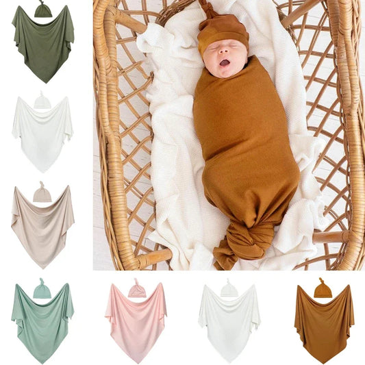 Swaddling Blanket and Hat Set for Newborns Suitable for Covering and Wrapping Baby Blankets for Both Boys and Girls
