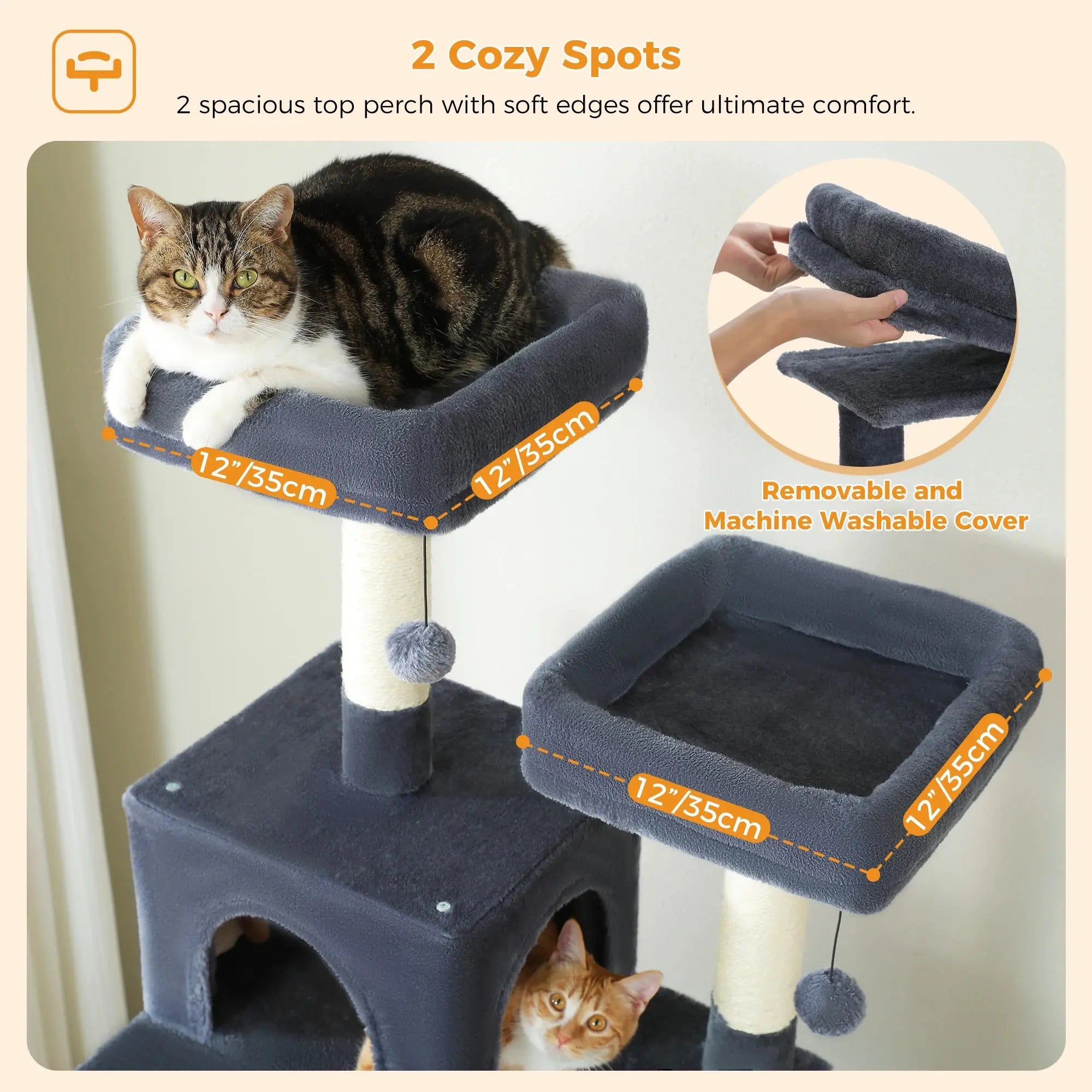 184cm Large Cat Tree and Tower for Indoor Cats With Sisal-Covered Scratching Posts Spacious Hammock Padded Perches and Condos Nova Trendz