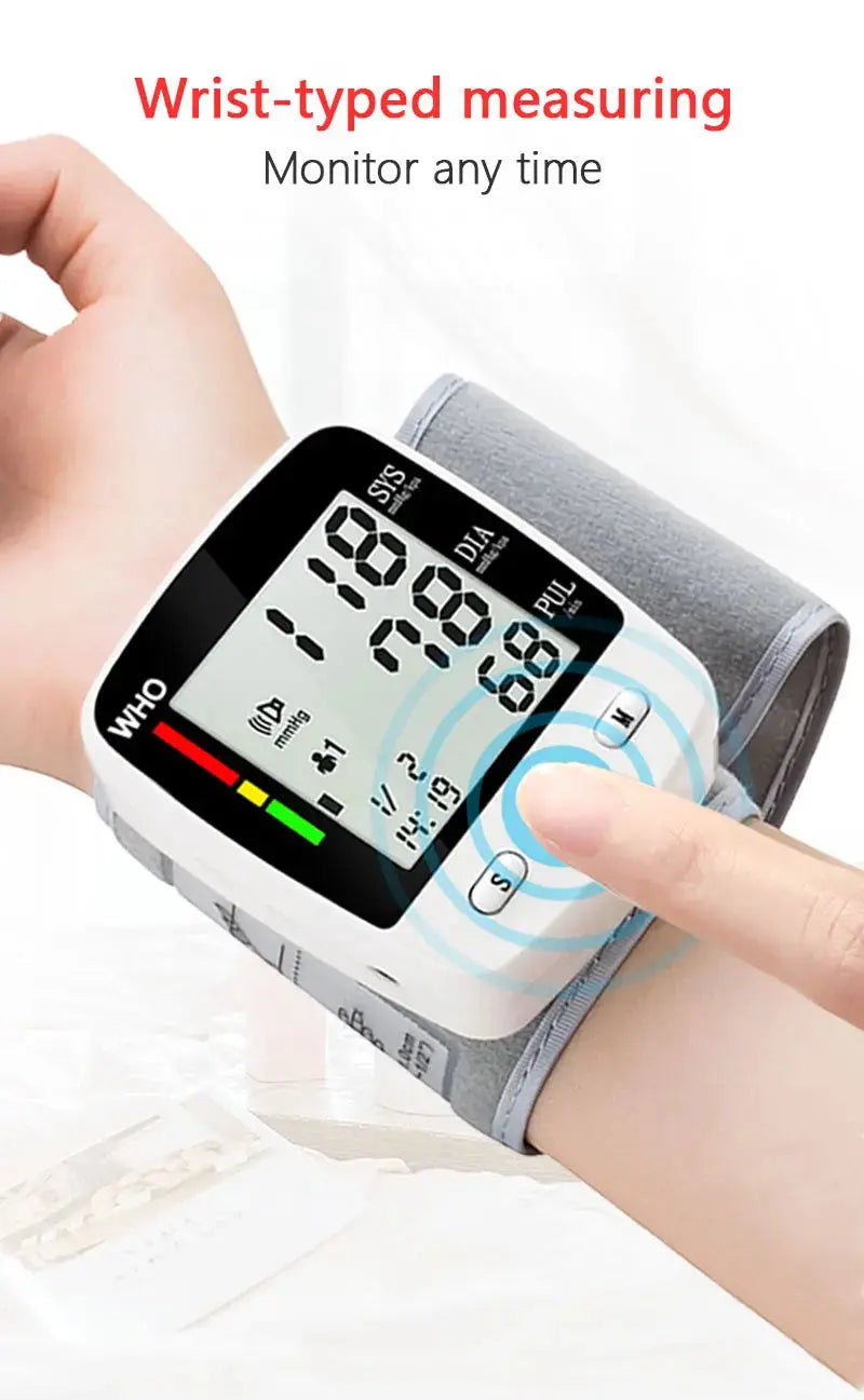 Digital Blood Pressure Monitor Wrist Tensiometer Electronic Sphygmomanometer  Tonometer with LCD, 2 X 90 Memory Rechargeable Nova Trendz