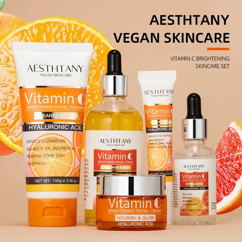Natural Vitamin C Skin Care Set Moisturizing Hyaluronic Acid Skin Care Kit 5PCS Women Beauty Set Nova Trendz