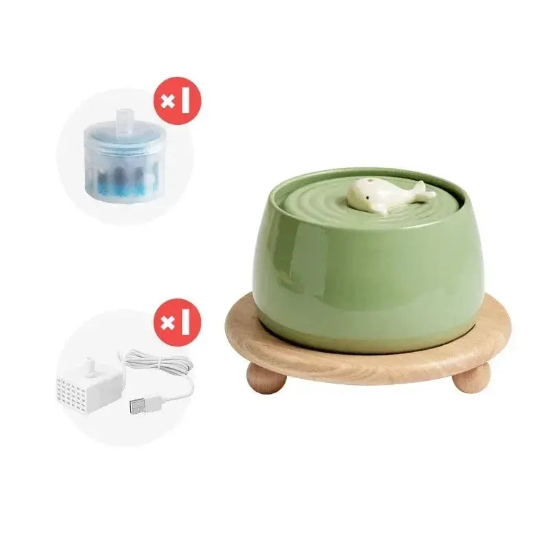 1.3 L Ceramic Cat Water Fountain USB Charging Pet Water Feeders Dogs Automatic Circulating Filtration Flow Water Dispenser Nova Trendz