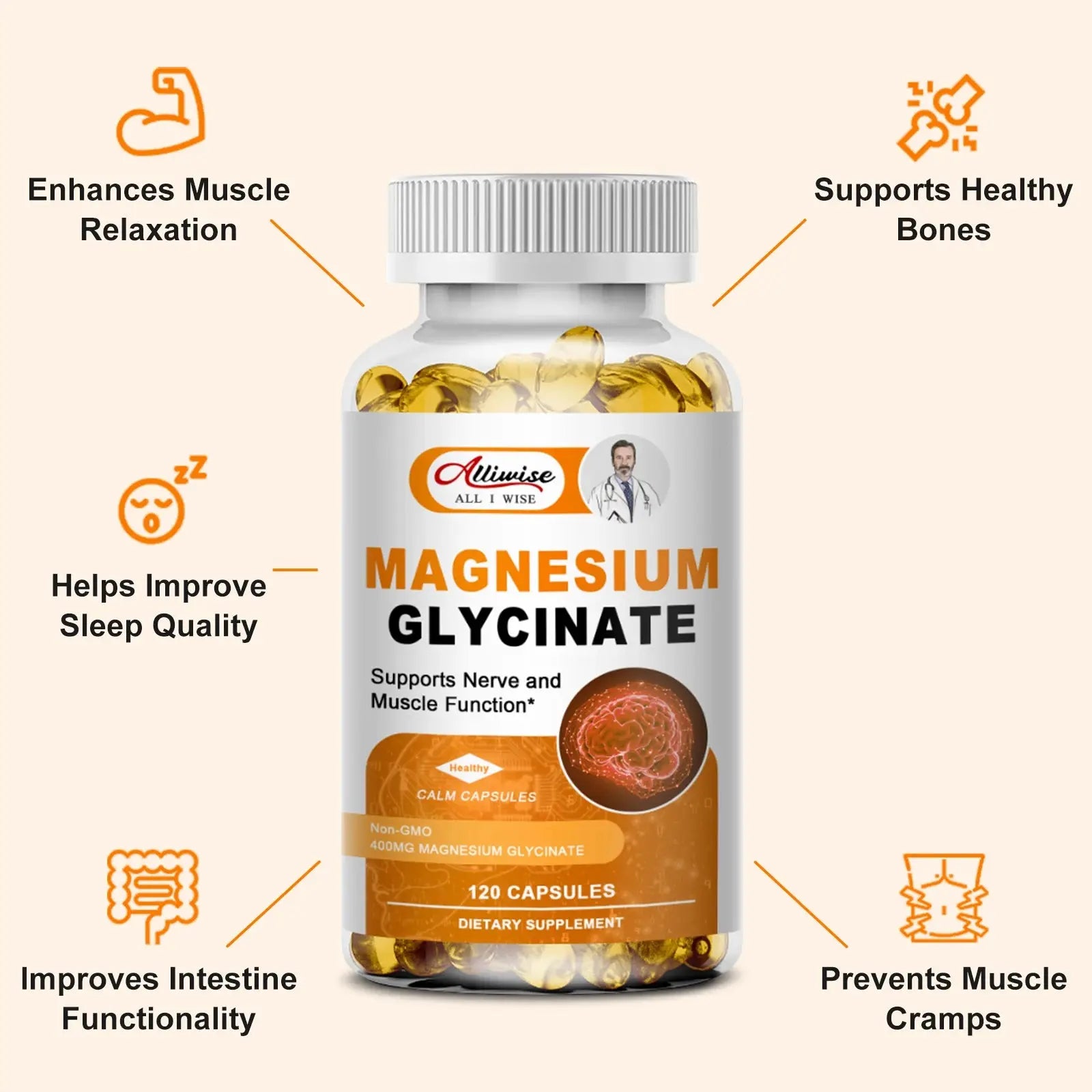 Magnesium Glycinate with Vitamin B6,D3, High Bioavailability Magnesium for Sleep & Calm Support, Nervous, Muscle & Bone Health Nova Trendz